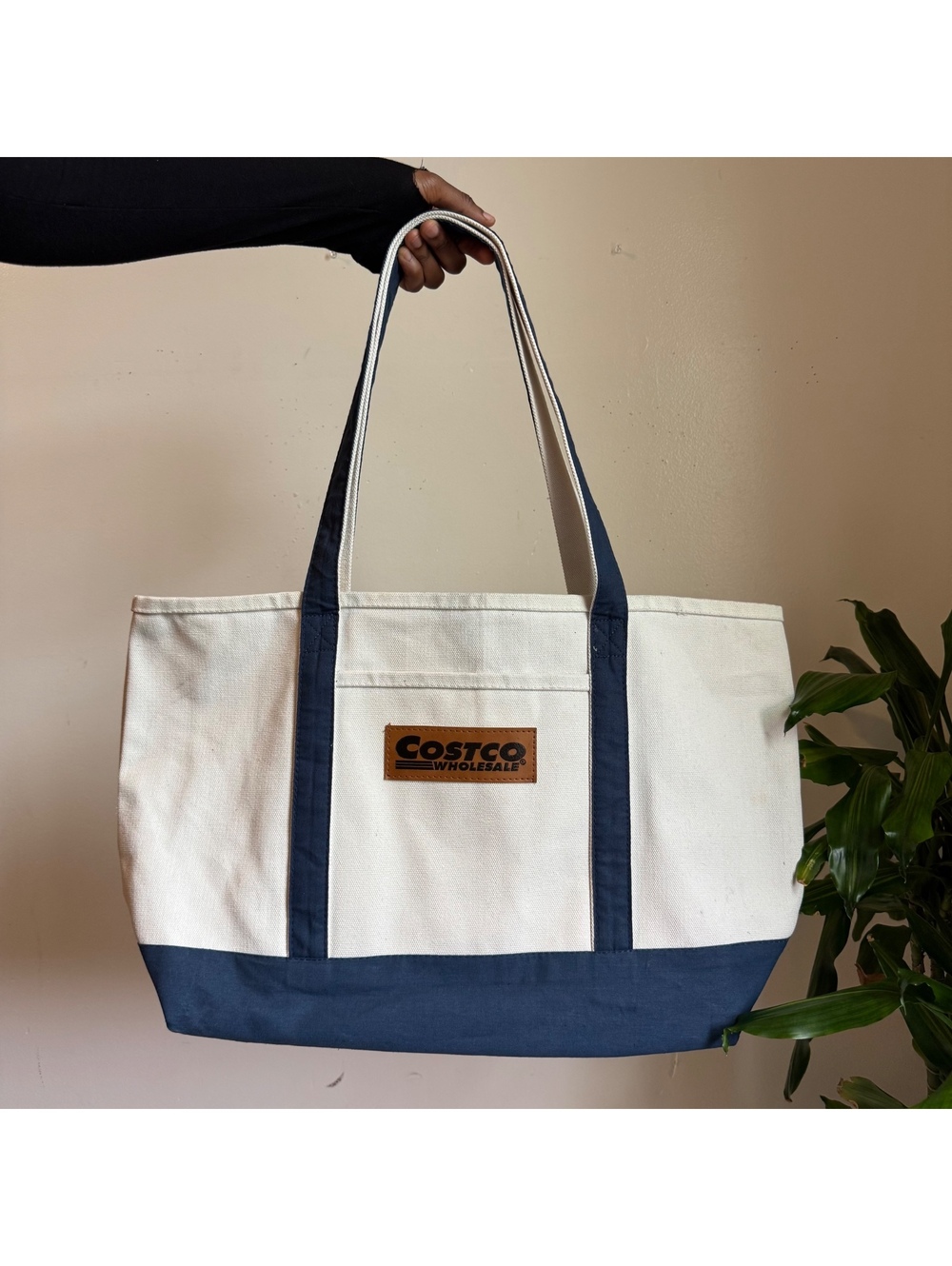 Costco Canvas Boat Tote Bag Navy Blue Heavy Duty